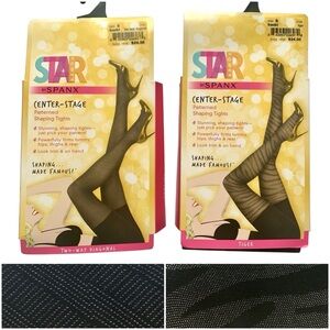 2 x STAR POWER Spanx Center Stage Patterned Shaping Tights Tiger Diagonal NWT